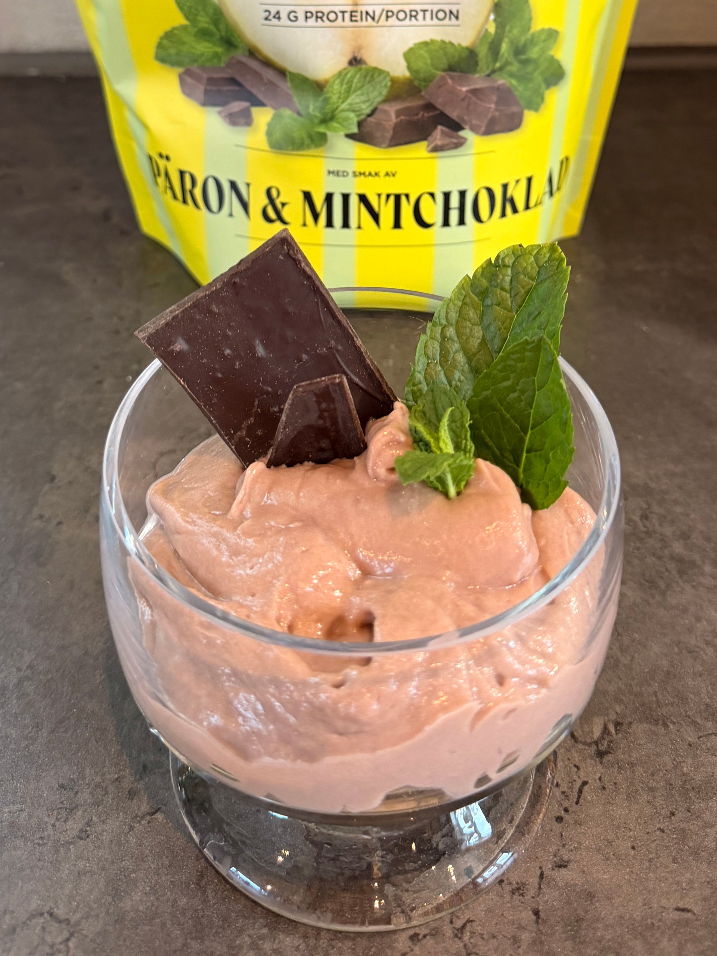 Kaseinprotein päron & mintchoklad